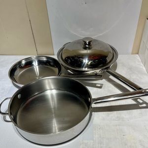 Wolfgang Puck Bistro collection 3 pans fryer and stir fry/wok & 10” Omelet pan